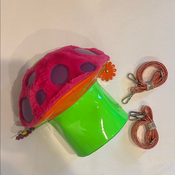 Dolls Kill c Club Exx Colorful Neon Rave Mushroom Backpack bag - Picture 1 of 10